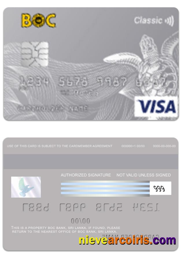 Sri Lanka BOC Bank visa classic card
